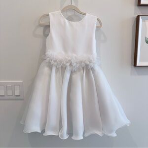 Elegant White Kids Dress with Floral Accents